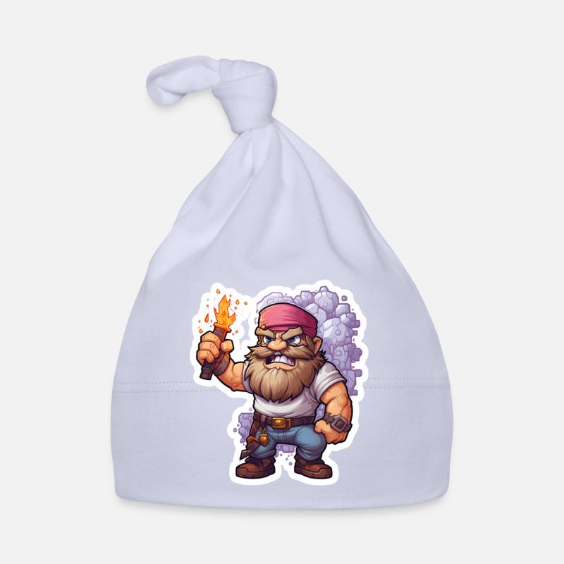 Pixel Dwarf With Torch Mining Game Shirt Organic Baby Cap