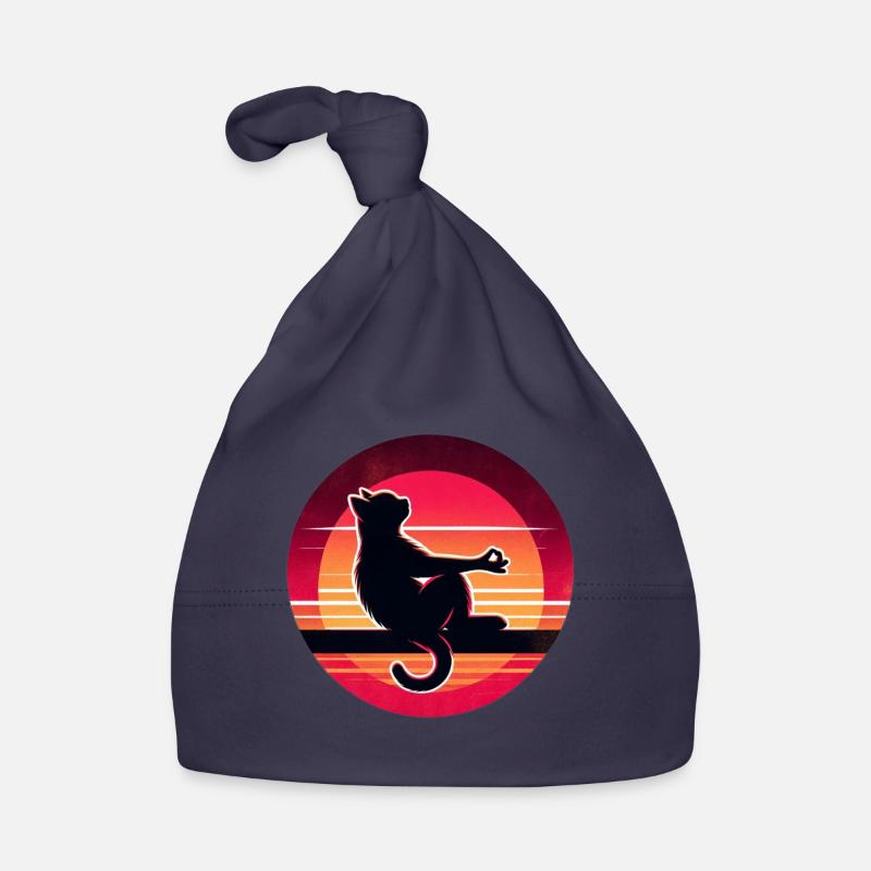Silhouette de chat au coucher de soleil Bonnet bio Bébé