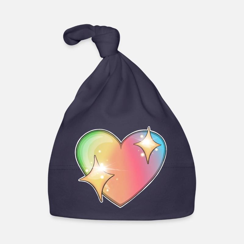 Regenbogenherz mit Sternenfunkeln Baby Bio-Mütze