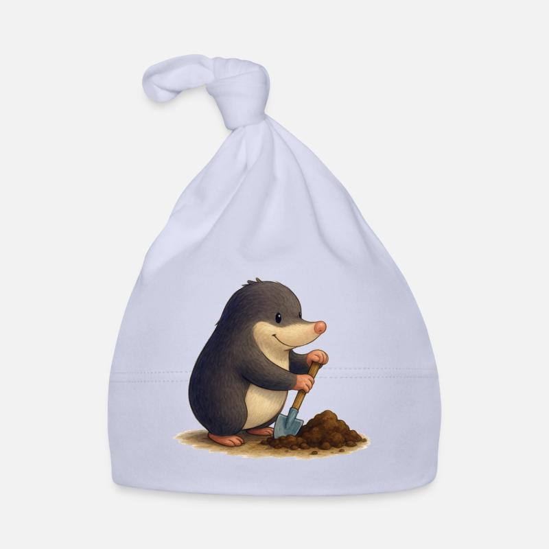 Fleissiger Maulwurf mit Schaufel Baby Bio-Mütze
