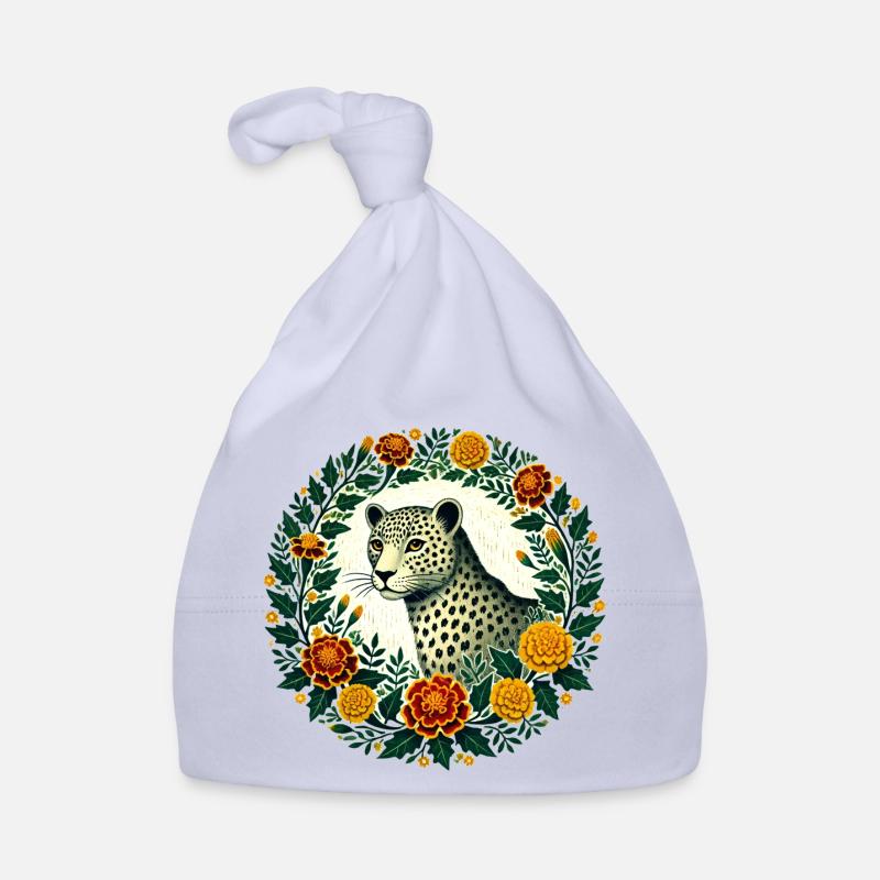 Léopard élégant avec cadre floral Bonnet bio Bébé