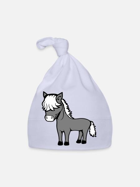 Pferd Bob Haare Frisur Pony Fohlen Niedlich Comic - Baby Bio-Mütze - Sky - Vorne