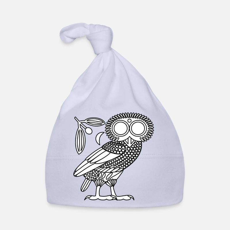 Hibou d’Athéna [Blanc + Couronne & Croissant] Bonnet bio Bébé