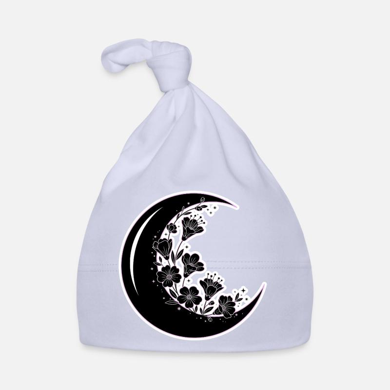 Illustration florale de la phase de lune Bonnet bio Bébé