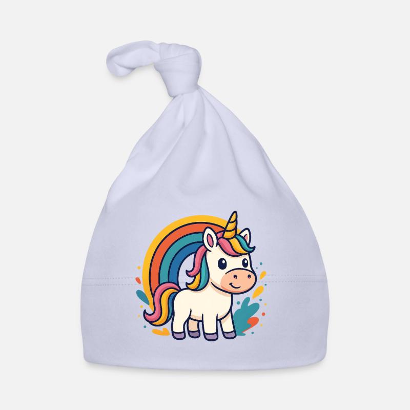 Graphique Licorne Arc-en-ciel - Bonnet bio Bébé - ciel