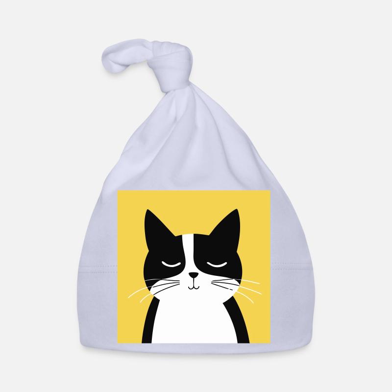 Chat noir et blanc minimaliste Bonnet bio Bébé