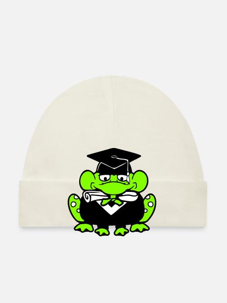 grenouille diplôme d’études secondaires réussi collège mignon - Bonnet bio Bébé - ciel - Devant