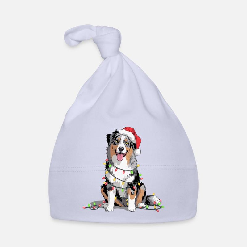 Weihnachtshund mit Lichterkette Baby Bio-Mütze