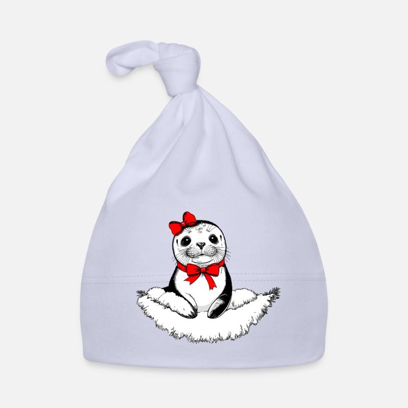 Bow-tiful Seal – Christmas Edition Organic Baby Cap