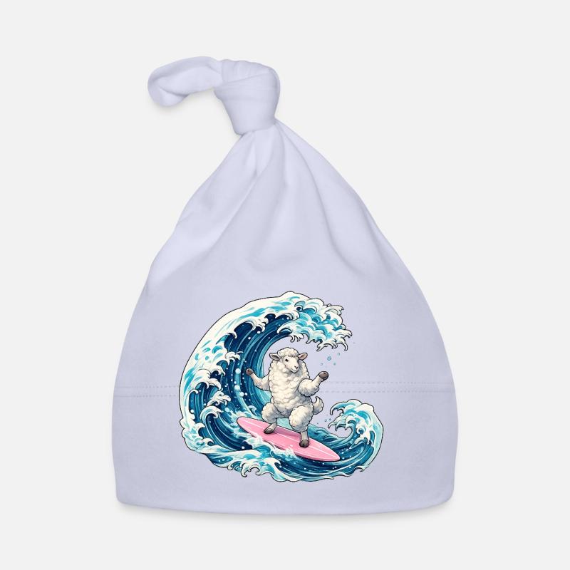 Surfer sheep on the wave Organic Baby Cap