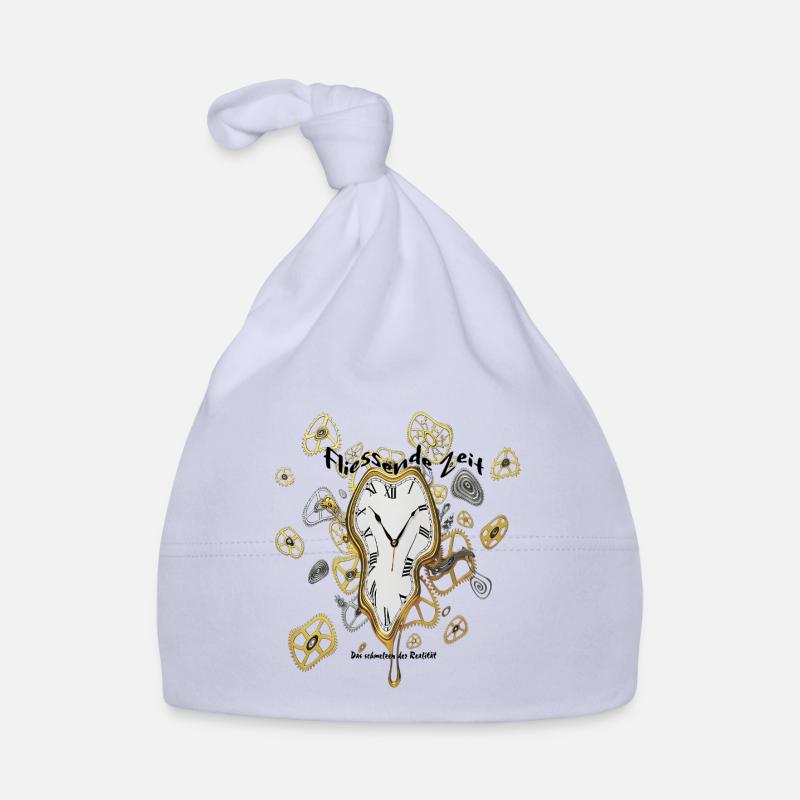 Melting clock with gears Organic Baby Cap