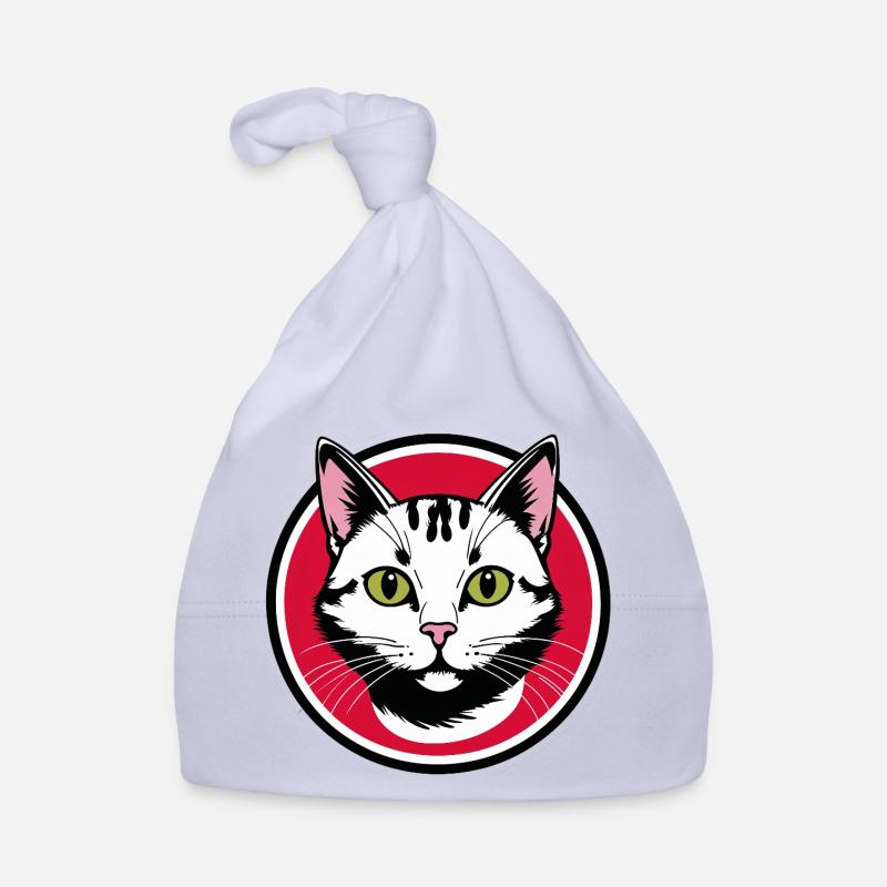 Cat Face Emblem in Red Circle Organic Baby Cap