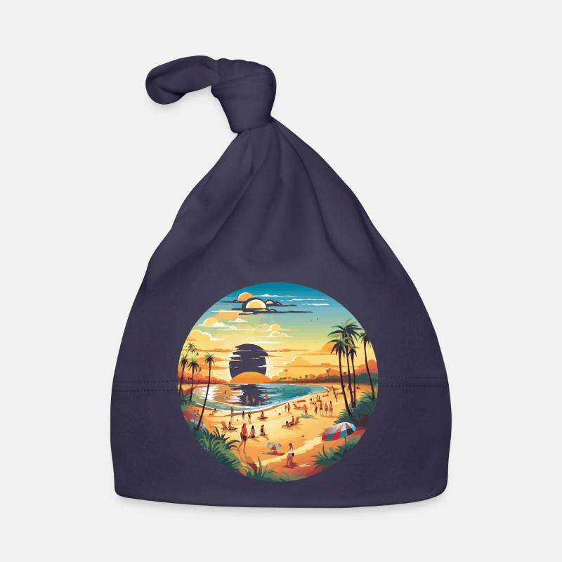 Tropical Circle Beach Sunset Organic Baby Cap