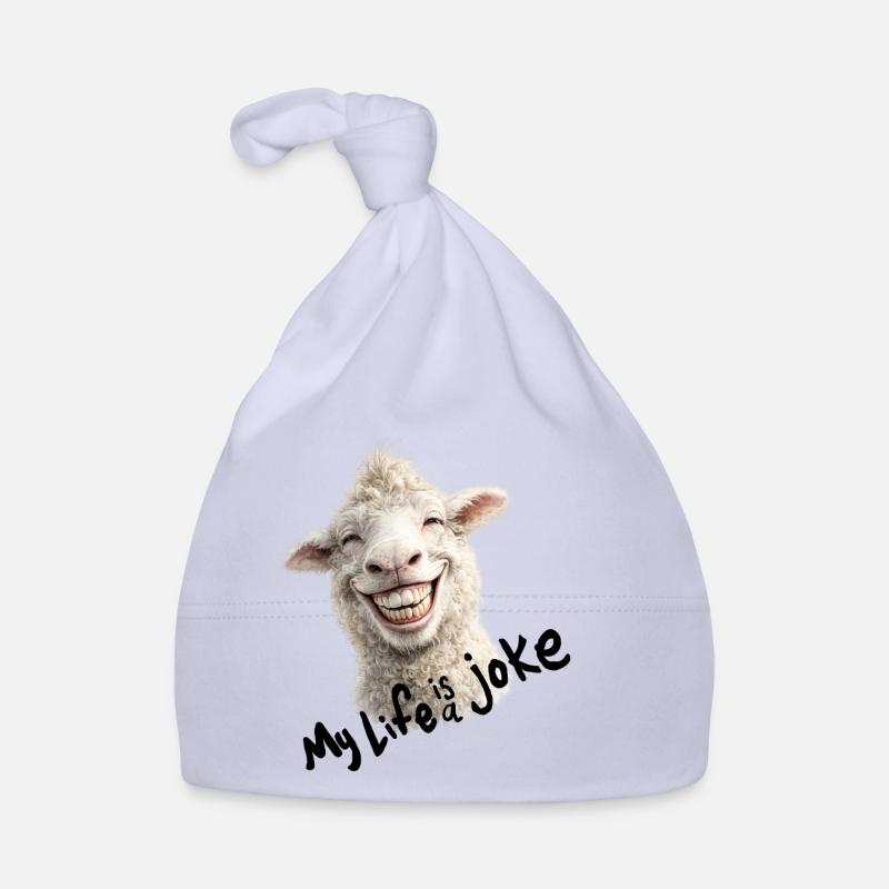 Fröhliches Lamm mit Lächeln -  my life is a joke  Baby Bio-Mütze