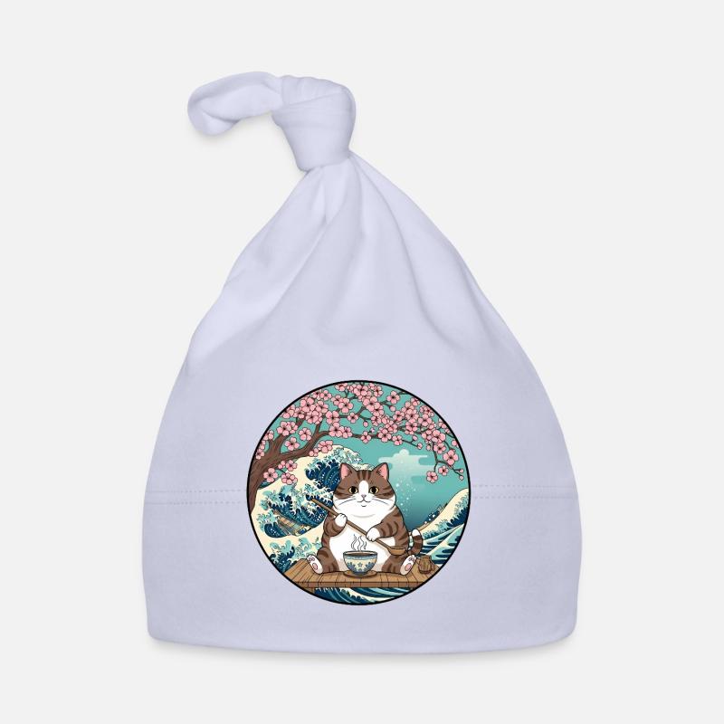 Heure du café du chat chanceux - Bonnet bio Bébé - ciel