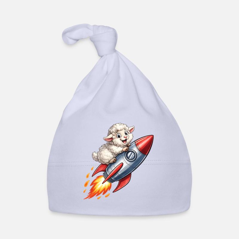 Wool sheep on rocket flight Organic Baby Cap