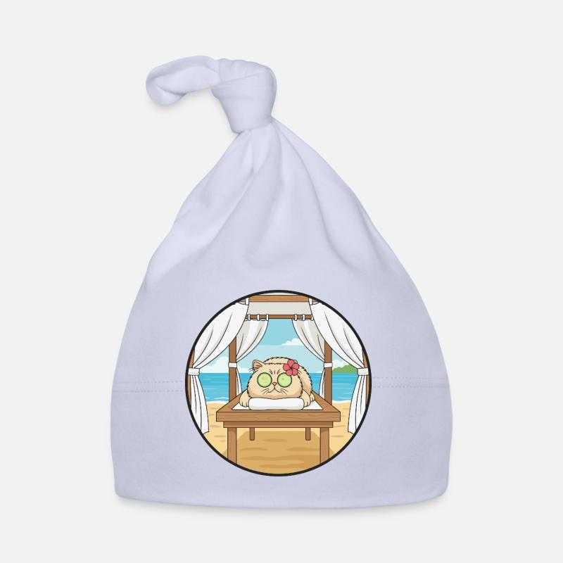 Beach Spa Cat Kitten Relaxing Art Organic Baby Cap