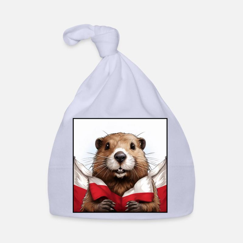 Drapeau de la Pologne du Beaver - Bonnet bio Bébé - ciel