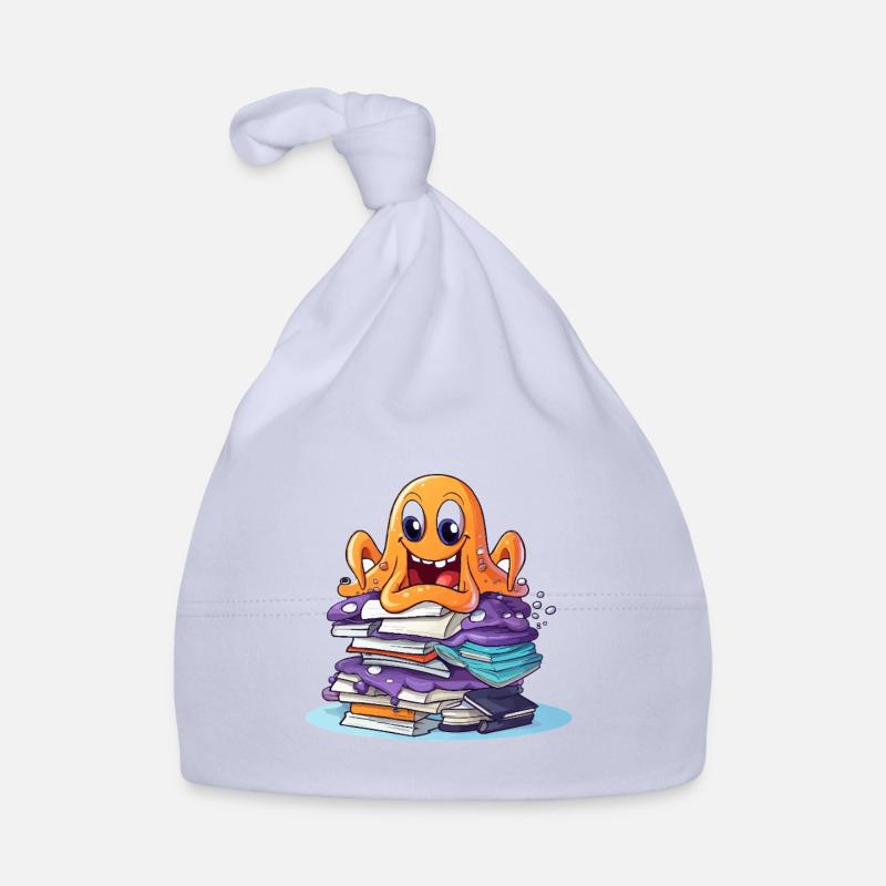 Learning octopus with stack of books Organic Baby Cap