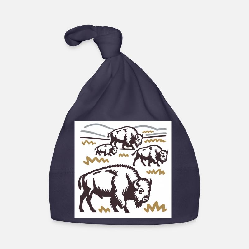 Bisonherde auf der Steppe Baby Bio-Mütze