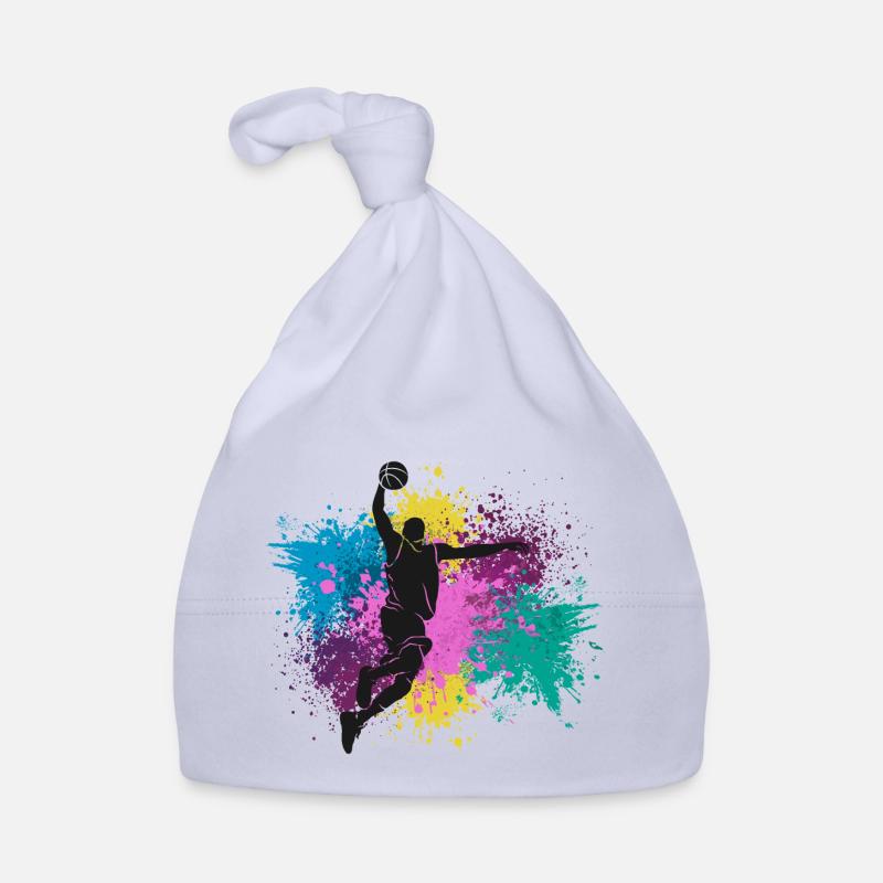 Basket-ball éclaboussures de couleur Grungy - Bonnet bio Bébé - ciel