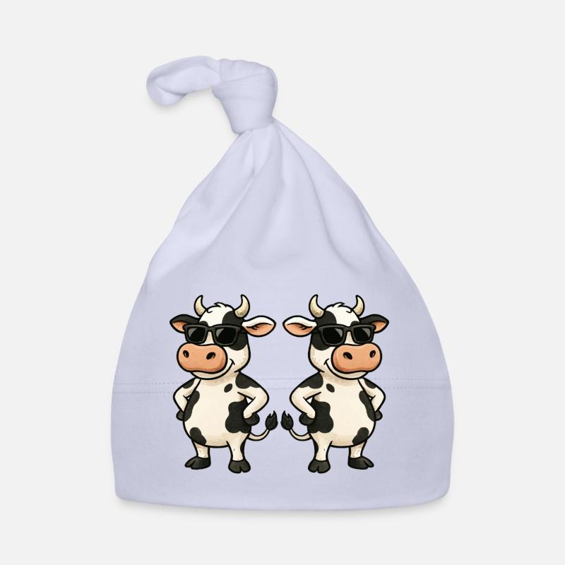 Vache avec lunettes de soleil et breloque Bonnet bio Bébé