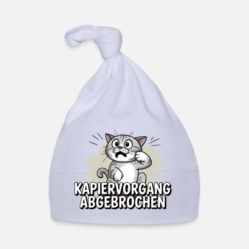 Kapiervorgang abgebrochen – Katze verwirrt Baby Bio-Mütze