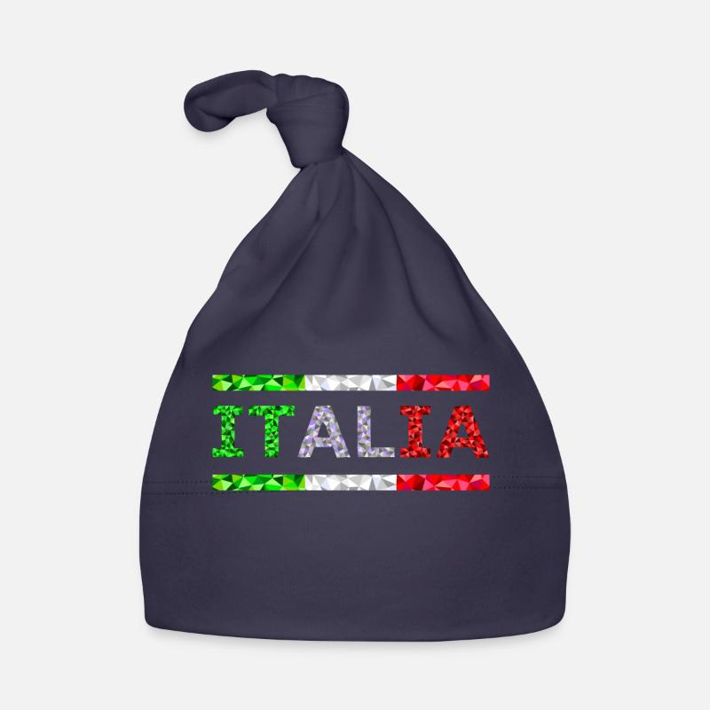 Italy text and flag as stripes low poly Organic Baby Cap