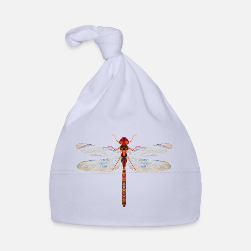 Libellule colorée - Bonnet bio Bébé - ciel