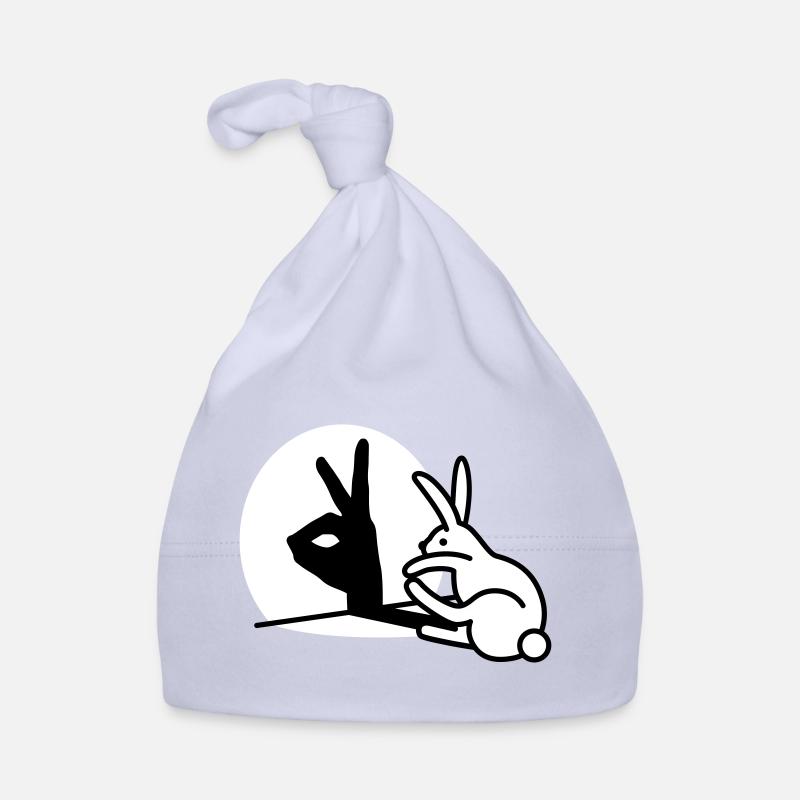 Drôle lapin main ombre projection lapin - Bonnet bio Bébé - ciel