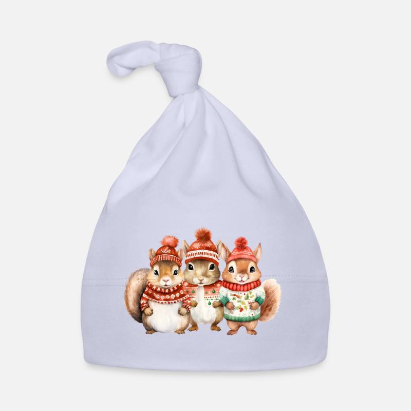 Winterliches Eichhörchen-Trio Baby Bio-Mütze