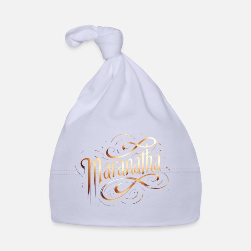 Tourbillons d’écriture en or maranatha - Bonnet bio Bébé - ciel