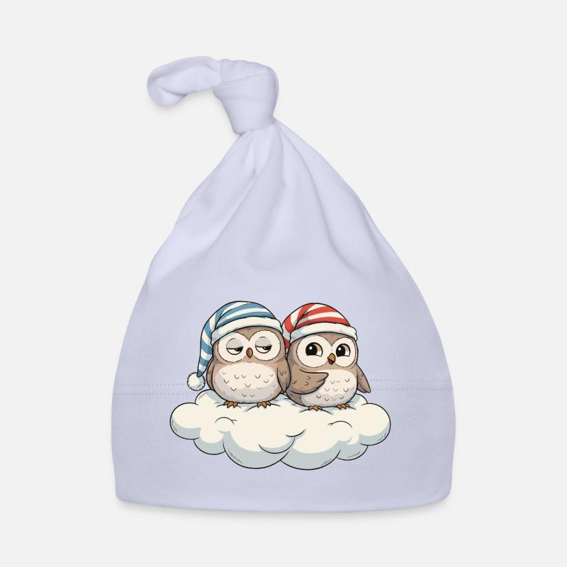 Wolkenduo Eulen mit Zipfelmützen Baby Bio-Mütze