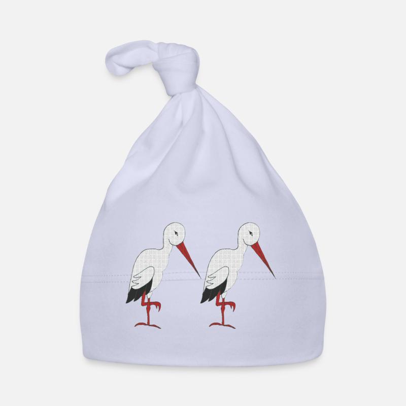 cigogne 2 fois - Bonnet bio Bébé - ciel