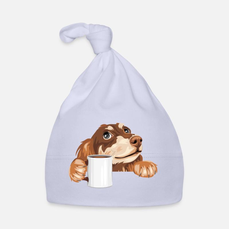 Träumender Dackel, der mit einer Tasse herausschaut Baby Bio-Mütze