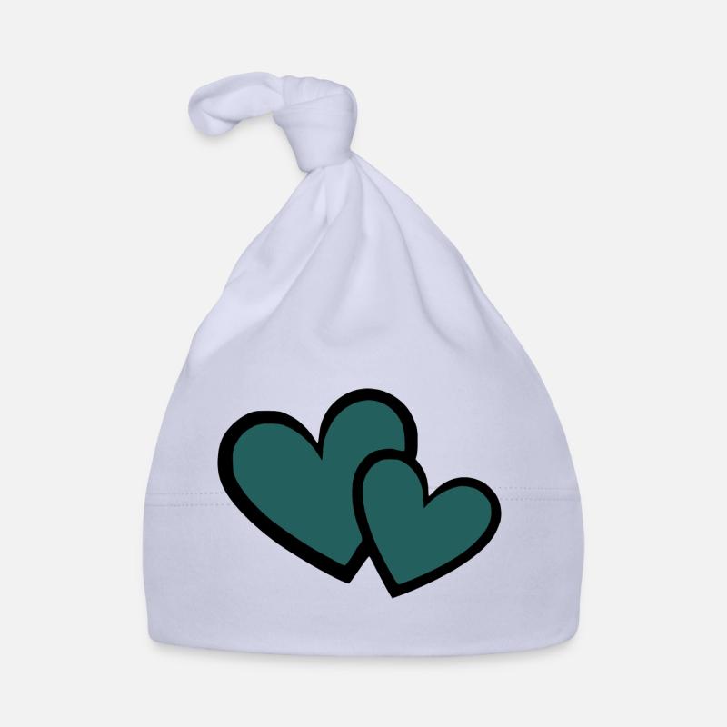 blue heart dark blue 2 hearts heart pattern Organic Baby Cap