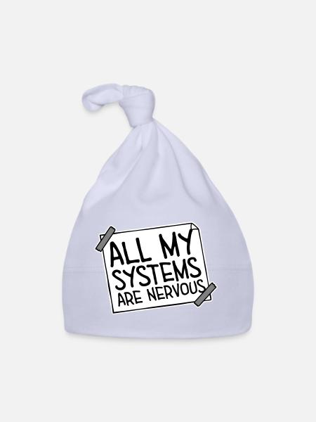 All My Systems Are Nervous Lustig Angst Nerd Logo - Baby Bio-Mütze - Sky - Vorne