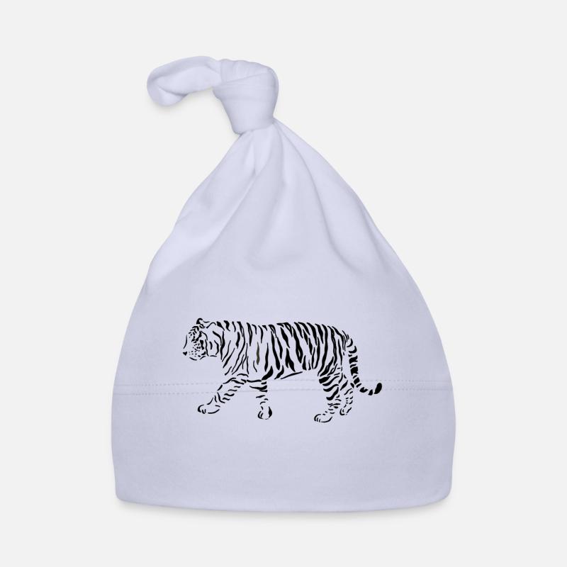 Tigre difficile à marcher - Bonnet bio Bébé - ciel