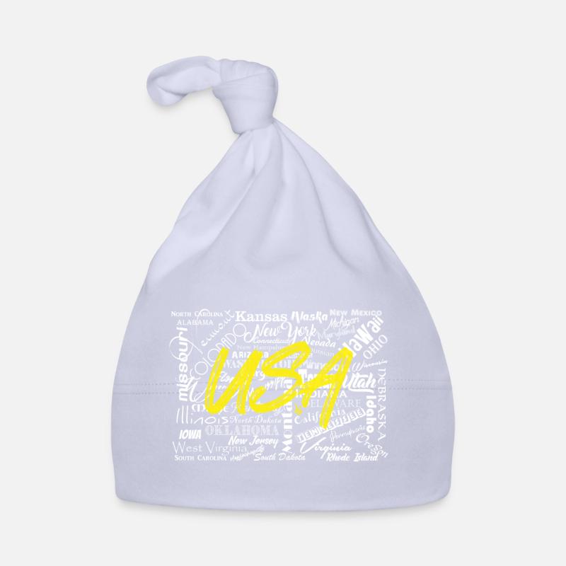 États-Unis États-Unis Blanc - Bonnet bio Bébé - ciel