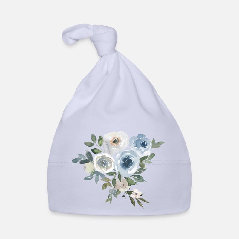 Fleurs Rose Aquarelle Aquarelle - Bonnet bio Bébé - ciel