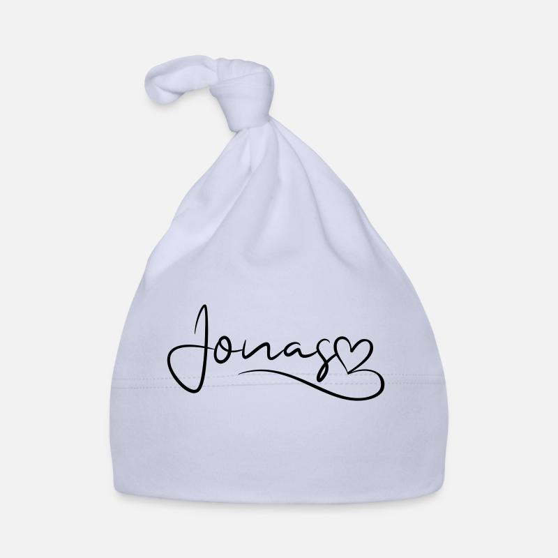 Jonas Surname First Name Heart Decor Organic Baby Cap