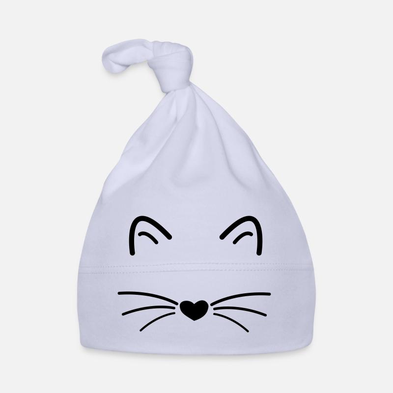 Tête de chat cadeau de chat - Bonnet bio Bébé - ciel