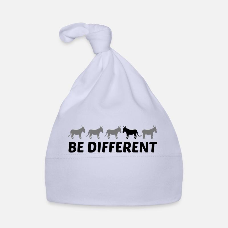 texte différent être différent âne cheval poney petit pac - Bonnet bio Bébé - ciel