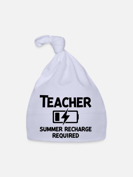 Teacher Summer Recharge Required - Organic Baby Cap - sky - Front