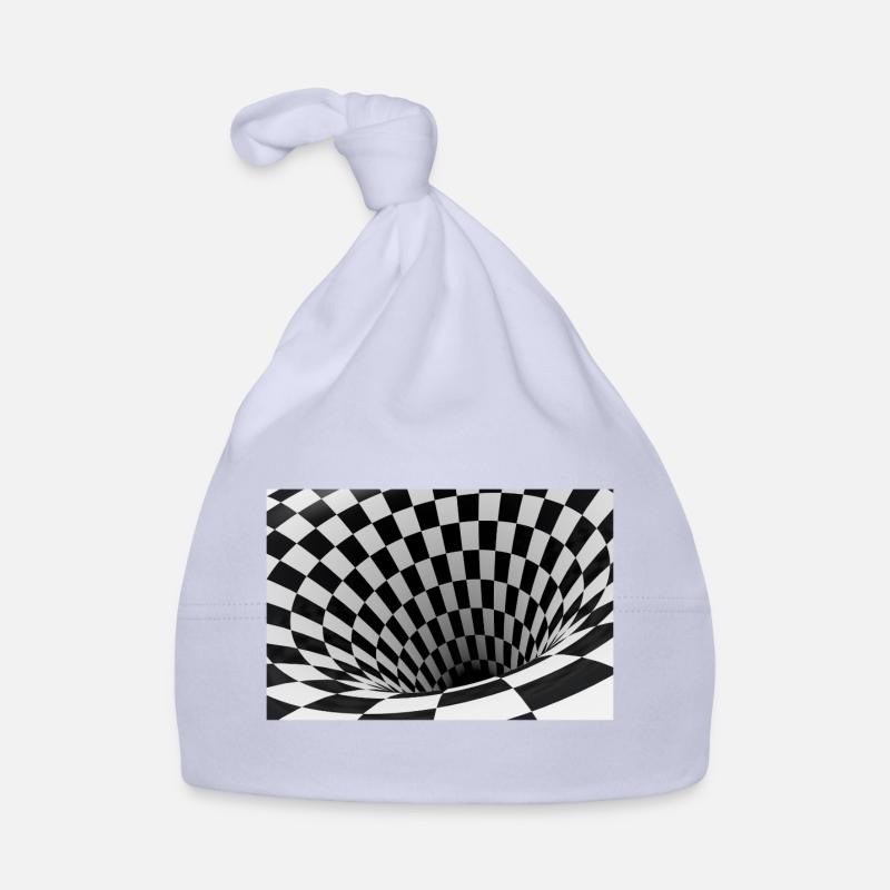 Vortex damier noir et blanc - Bonnet bio Bébé - ciel