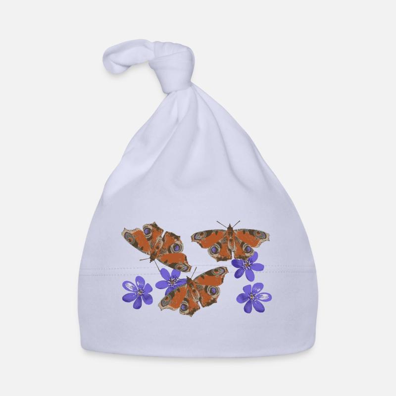  Pfauenauge Schmetterlinge Leberblümchen retro 3 Baby Bio-Mütze