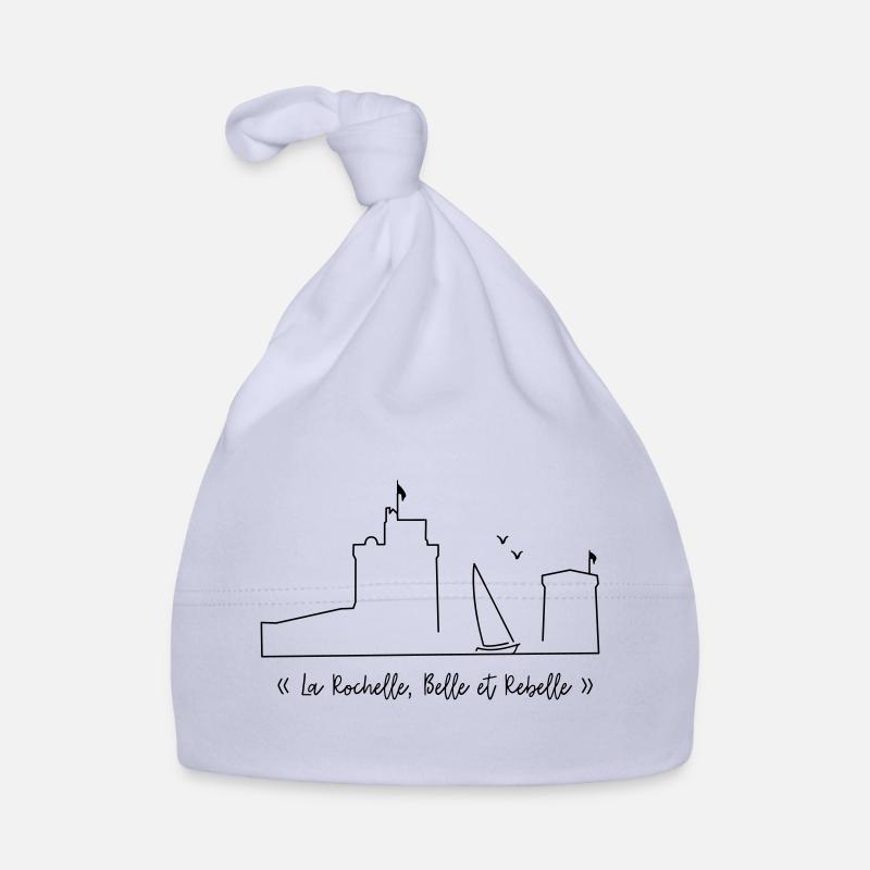 La Rochelle design blanc - by Nicolas Poitevin - Bonnet bio Bébé - ciel