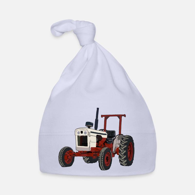 Weisser Traktor Baby Bio-Mütze