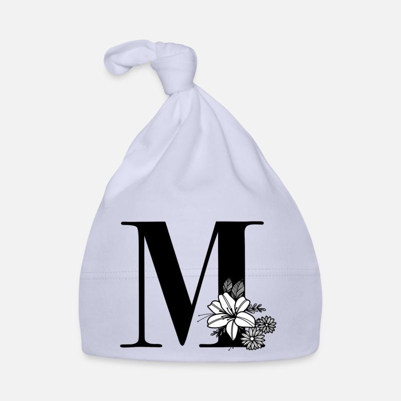 Lettre M - Bonnet bio Bébé - ciel