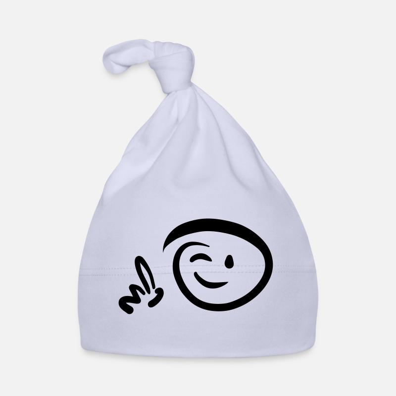 Face winks pointing with finger at something Organic Baby Cap